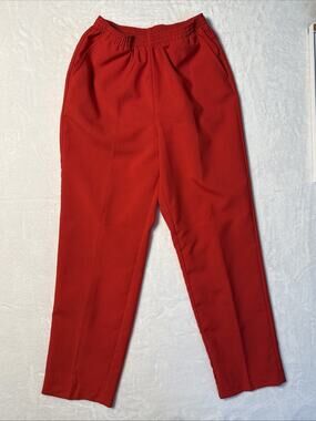 Blair Red Dress Pants Women’s Size 10 Petite Pull On Elastic Waist Pockets